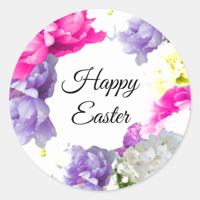 Happy Oaster Floral Wreath Sticker (Vorderseite)