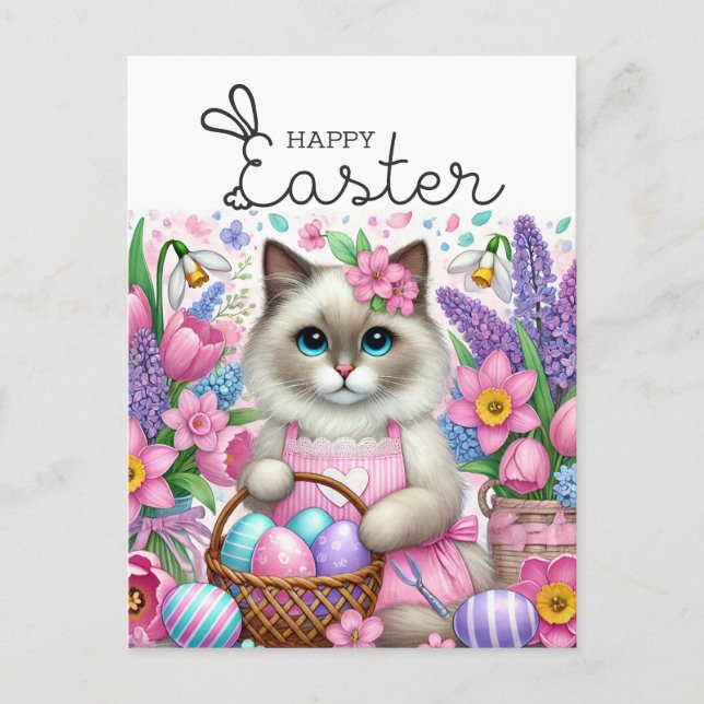 Happy Oaster for Cat Lovers Postkarte (Vorderseite)