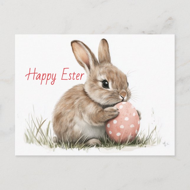 Happy Oaster - Funny Bunny mit Egg Delight Postkarte (Vorderseite)