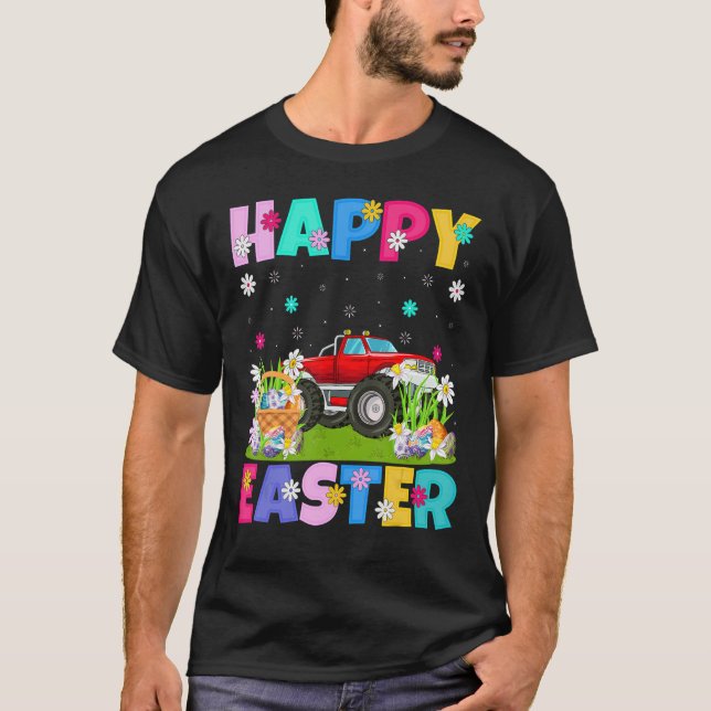 Happy Oaster Funny Floral Monster Truck Ostersonne T-Shirt (Vorderseite)