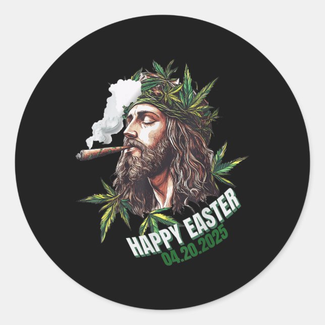 Happy Oaster Funny Jesus 2025 Runder Aufkleber (Vorderseite)