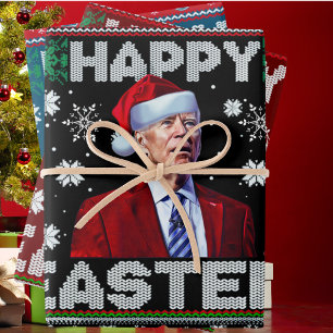 Happy Oaster Funny Joe Biden Weihnachten Geschenkpapier Set