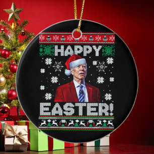 Happy Oaster Funny Joe Biden Weihnachten Keramik Ornament