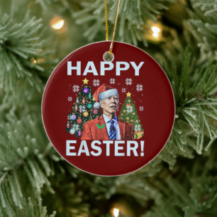Happy Oaster Funny Joe Biden Weihnachten Keramik Ornament
