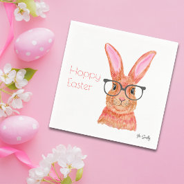 Happy Oaster Funny Pink Bunny Paper Napkin Serviette