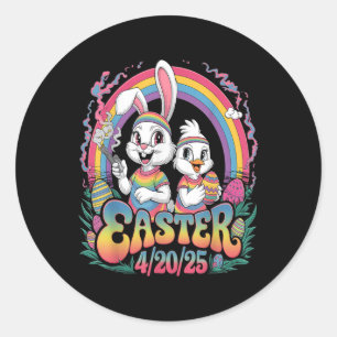 Happy Oaster Funny Smoking Osterfeier Bunny Men Da Runder Aufkleber