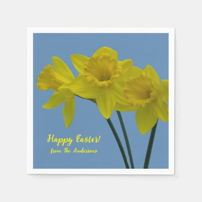 "Happy Oaster" Gelbe Affodils Napkins Serviette (Vorderseite)