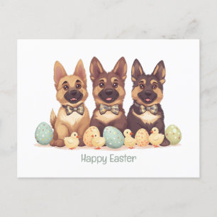 Happy Oaster German Shepherd Hogs Feiertagspostkarte