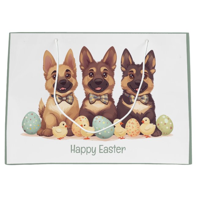 Happy Oaster German Shepherd Hogs Große Geschenktüte (Vorderseite)