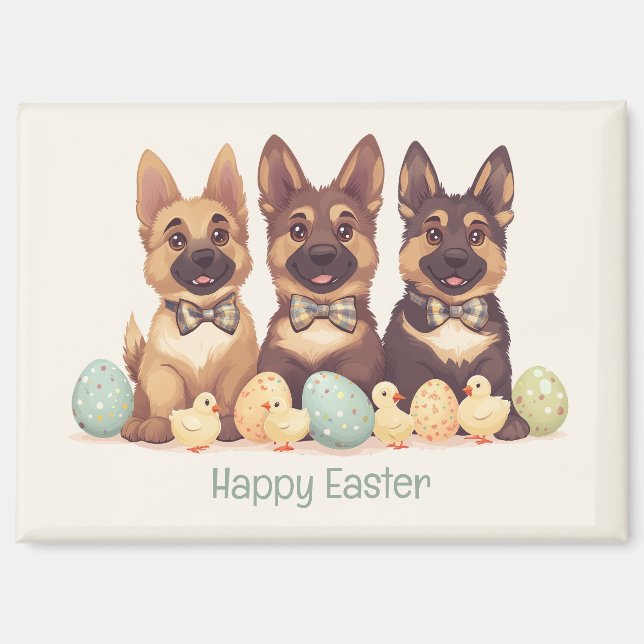 Happy Oaster German Shepherd Hogs Magnet (Vorderseite)