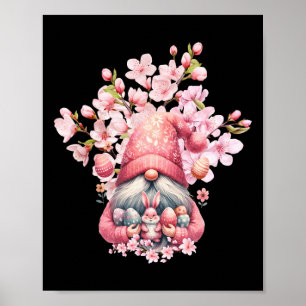 Happy Oaster Gnomes Hello Spring Blossom Floral Poster