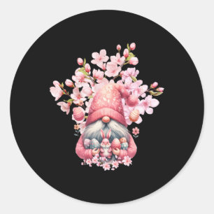 Happy Oaster Gnomes Hello Spring Blossom Floral Runder Aufkleber