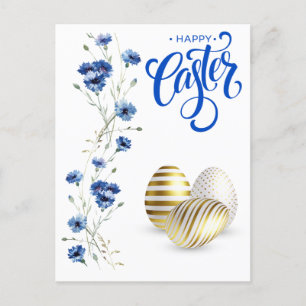 Happy Oaster Gold Eggs Cornblumen Postkarte
