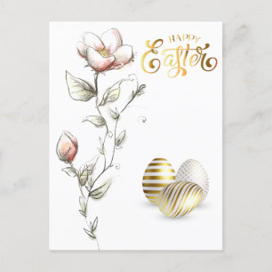Happy Oaster Gold Eggs Rose Postkarte