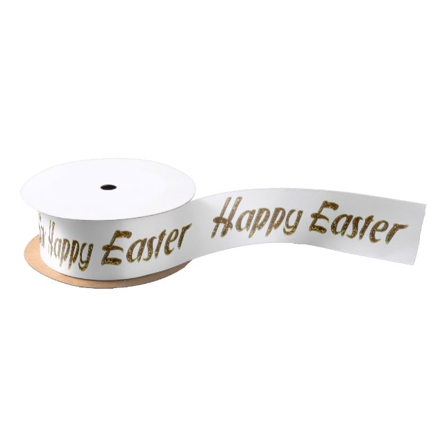 Happy Oaster Gold Glitzer Texttypografie Elegant Satinband (Spule)