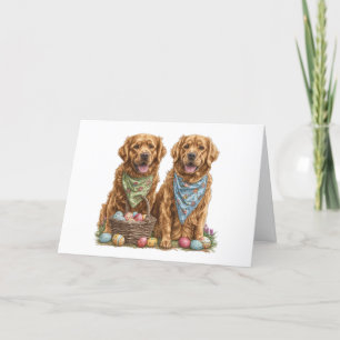 Happy Oaster Golden Retriever Dogs Osterkorb Feiertagskarte