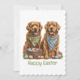 Happy Oaster Golden Retriever Dogs Osterkorb Feiertagskarte