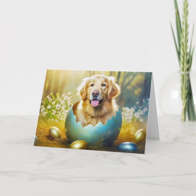Happy Oaster Golden Retriever Feiertagskarte (Vorderseite)