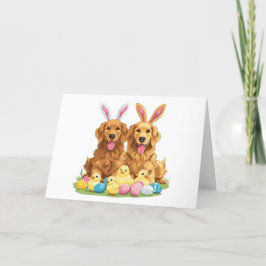 Happy Oaster Golden Retriever Hunde Bunny Ears Feiertagskarte