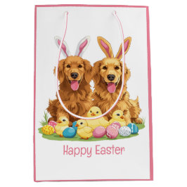Happy Oaster Golden Retriever Hunde Bunny Ears Mittlere Geschenktüte
