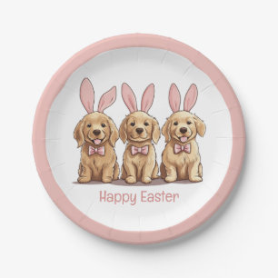 Happy Oaster Golden Retriever Hunde Bunny Ears Pappteller