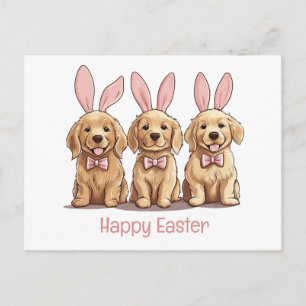 Happy Oaster Golden Retriever Hunde Bunny Ears Postkarte