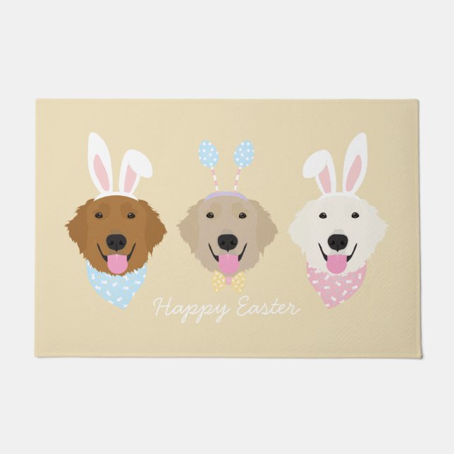 Happy Oaster Golden Retriever Hunde Fußmatte (Vorderseite)