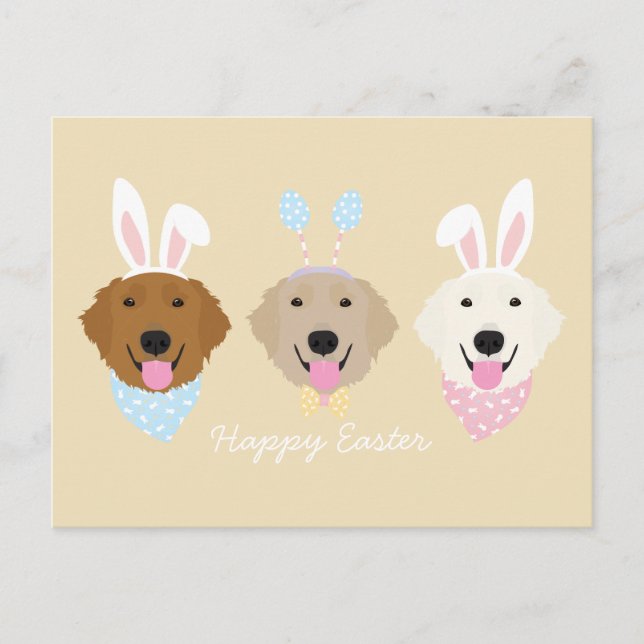 Happy Oaster Golden Retriever Hunde Postkarte (Vorderseite)