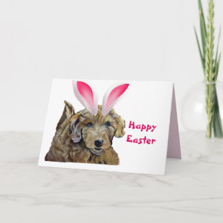 Happy Oaster Goldendoodle Furry Pink Bunny Oars Karte
