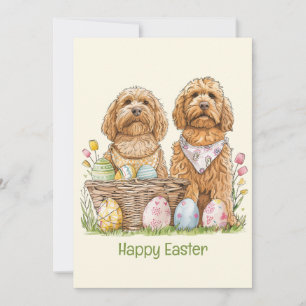 Happy Oaster Goldendoodle Hunde Feiertagskarte