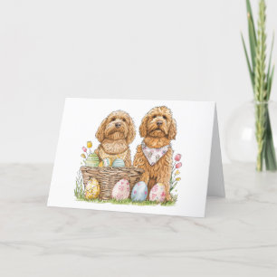 Happy Oaster Goldendoodle Hunde Feiertagskarte