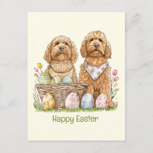 Happy Oaster Goldendoodle Hunde Feiertagspostkarte