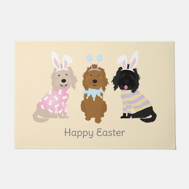 Happy Oaster Goldendoodle Hunde Fußmatte (Vorderseite)