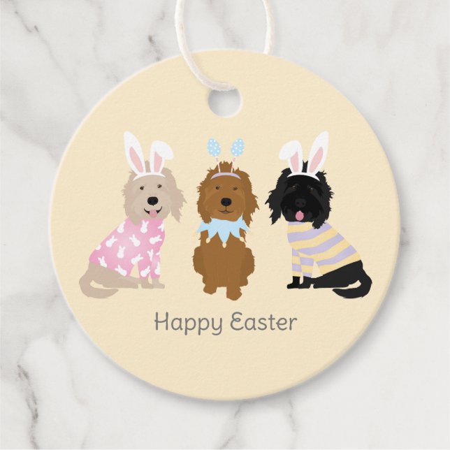 Happy Oaster Goldendoodle Hunde Geschenkanhänger (Vorderseite)