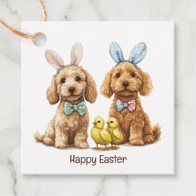 Happy Oaster Goldendoodle Hunde Geschenkanhänger (Vorderseite)