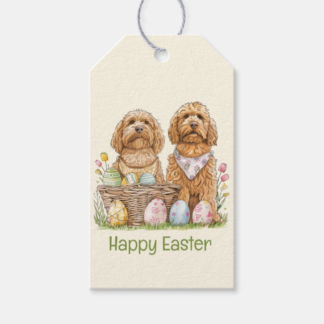 Happy Oaster Goldendoodle Hunde Geschenkanhänger (Vorderseite)