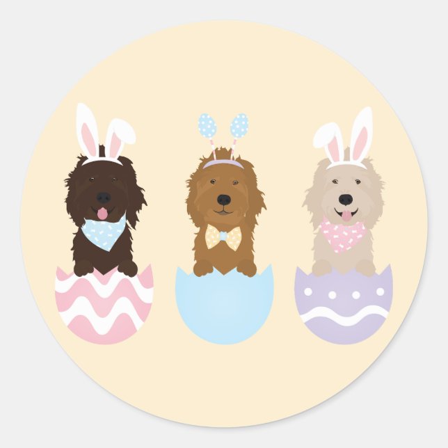 Happy Oaster Goldendoodle Hunde Runder Aufkleber (Vorderseite)
