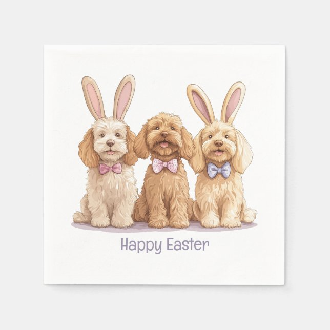 Happy Oaster Goldendoodle Hunde Serviette (Vorderseite)