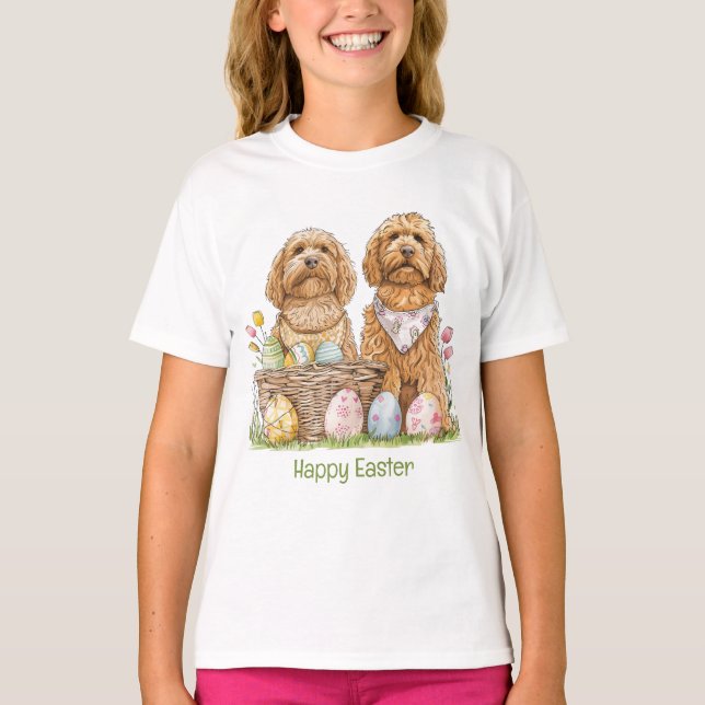 Happy Oaster Goldendoodle Hunde T-Shirt (Vorderseite)