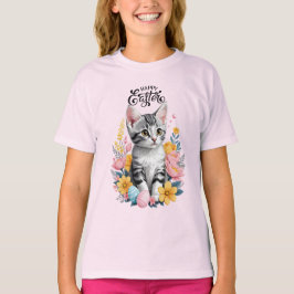 Happy Oaster Gray Tabby mit Blume T-Shirt