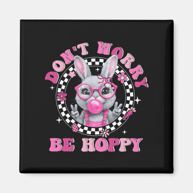 Happy Oaster Groovy Bunny Face Machen Sie sich kei Magnet (Vorne)