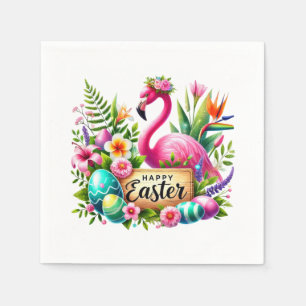 Happy Oaster Hahn rosa Flamingo Strand Papier Serviette
