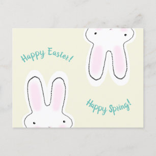 Happy Oaster Happy Spring creme niedlicher Hasen S Postkarte