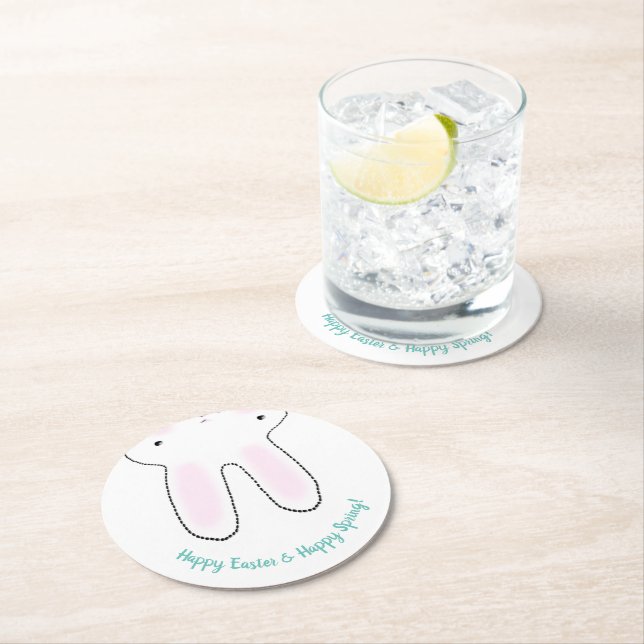 Happy Oaster Happy Spring niedlich Ostersonne lust Runder Pappuntersetzer (Vor Ort)