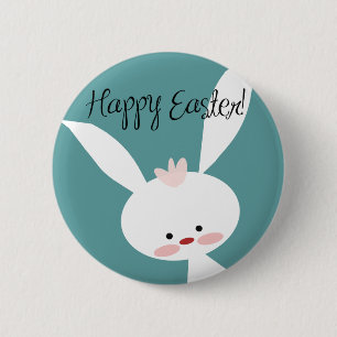 Happy Oaster Hasen auf blauem aquamarinem Hintergr Button