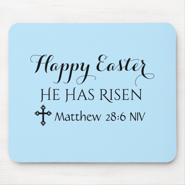 Happy Oaster hat er Risen Bible Verse Light Blue Mousepad (Vorne)
