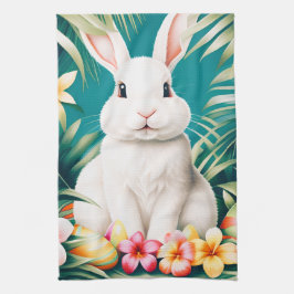 Happy Oaster Hawaiian tropische Kaninchen & Eier Geschirrtuch