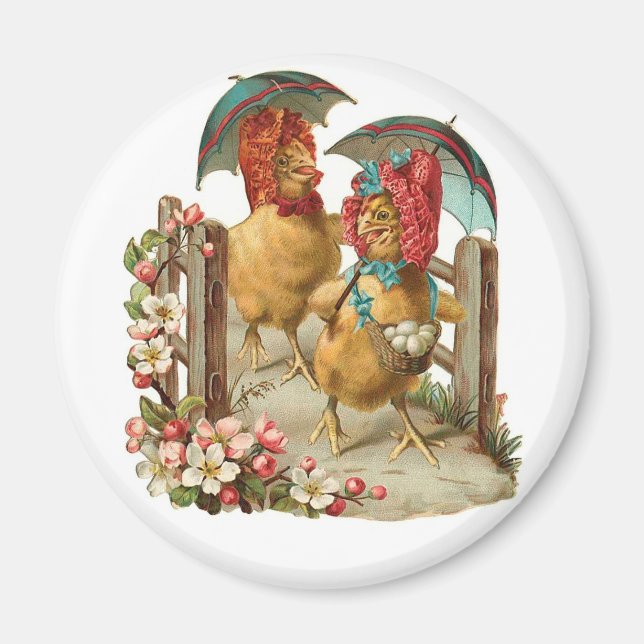 Happy Oaster Hens Vintag Magnet (Vorne)