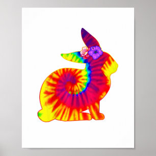 Happy Oaster Hippie Bunny Rabbit Gefärbte Krawatte Poster