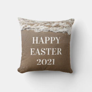 Happy Oaster Holiday Beach Coastal Ocean Deco Kissen